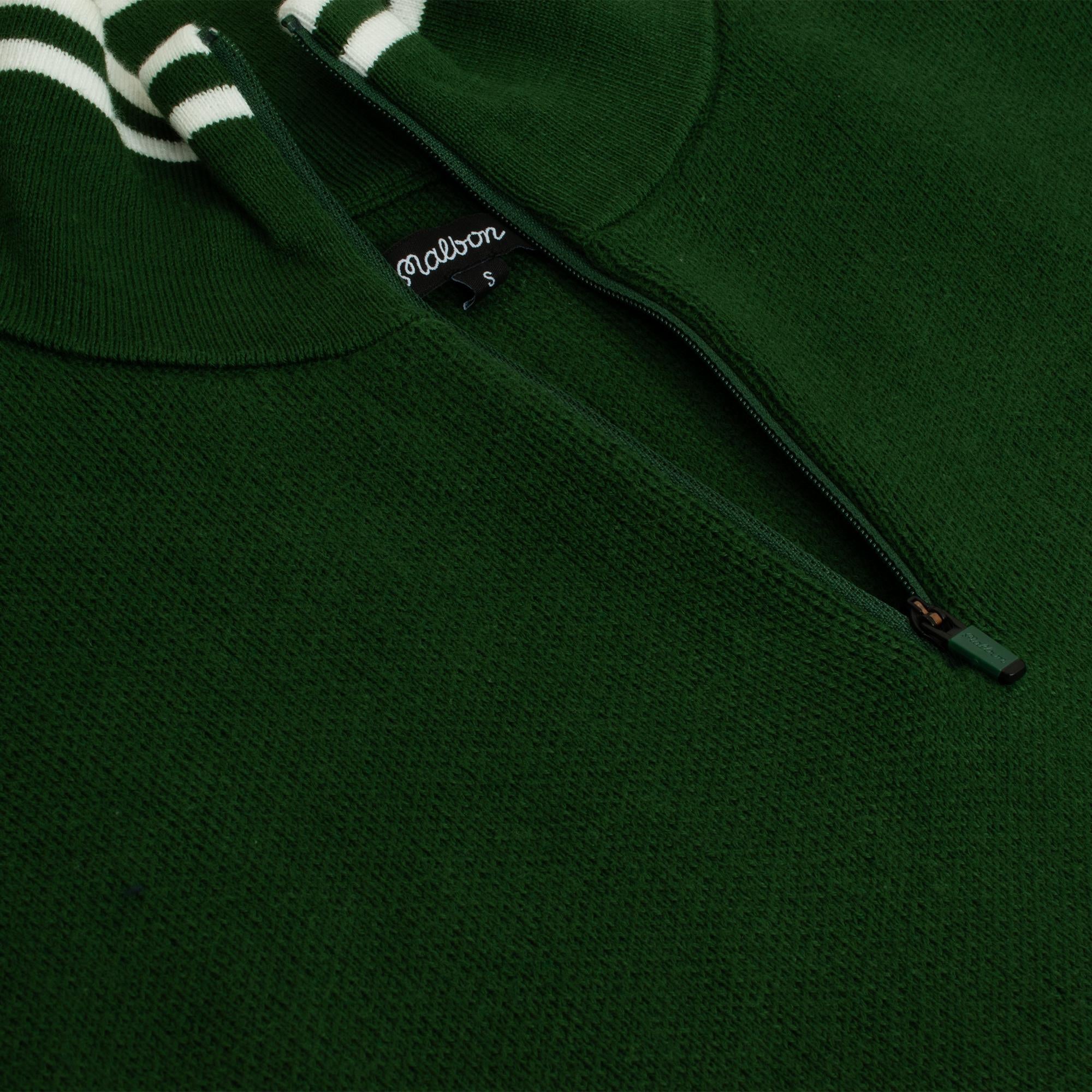 Malbon Golf Cooper Bucket Sorrel Knit Quarter Zip Sweater Evergreen